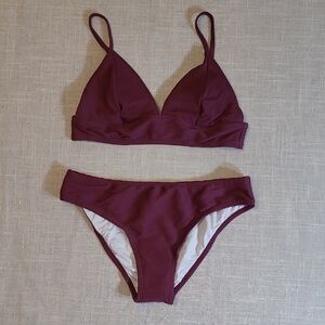 Women's Cupshe Deep Wine Burgundy Textured Bikini Set NWT Size M